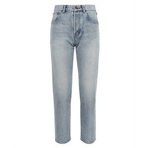 Saint Laurent Women's Stone Washed Denim Jeans Light Blue